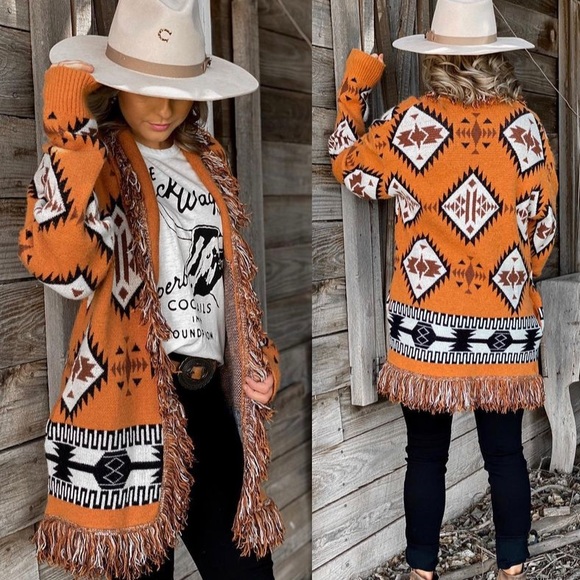 New Aztec Western Boho Tribal Cardigan Sweater - Picture 2 of 10
